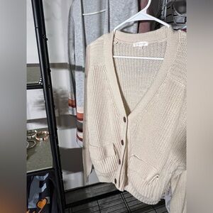 Ultra Flirt Beige Button-Up Cardigan